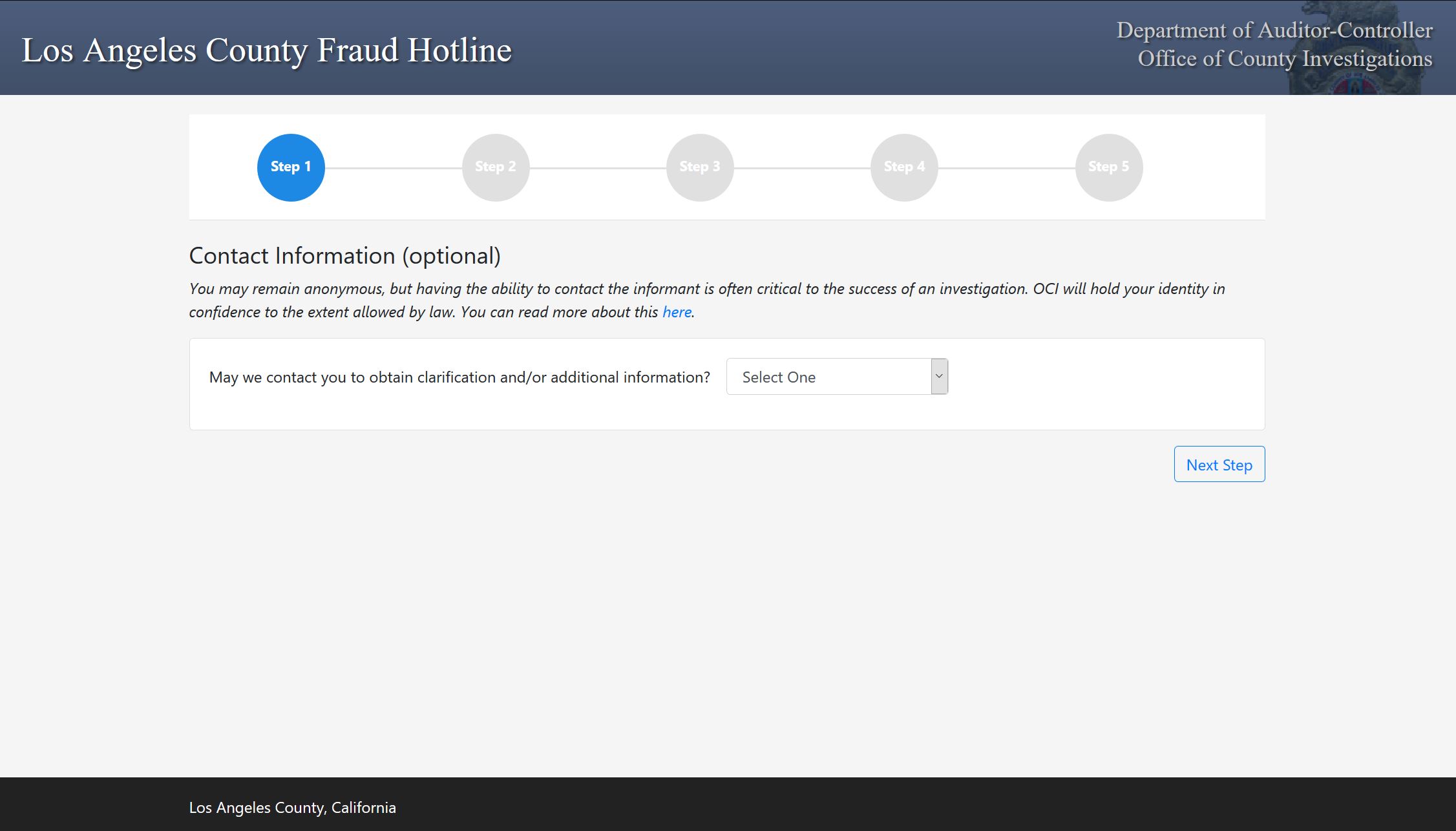 Auditor Controller Fraud Hotline